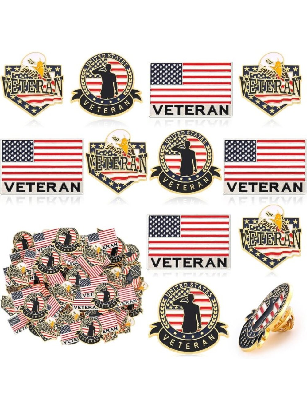 100 Pcs Metal Veterans Day Lapel Pins - Perfect Gifts for Heroes & Celebrations